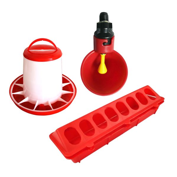 Pet Bird Chicken Automatic Feeder And Watering Dish - Set of 3