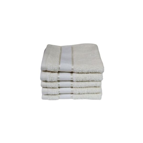 Premium 600gsm Bold Striped Cream Cotton Face Cloth - Pack of 5