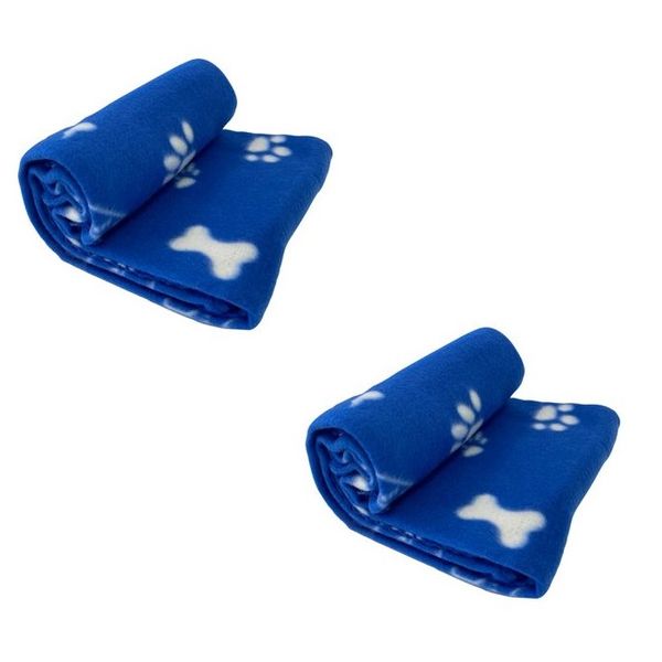Pet's Fleece Blankets 90x150cm (Set of 2) Blue