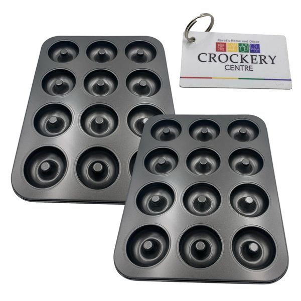 2Pc Doughnut Baking Pan 12 Cup 35.5x26.5x2.54 + Keyring
