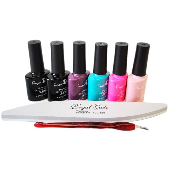 UV/LED Gel Nail Polish Colour Kit Combo No. 2 With Base &amp; Top Coat