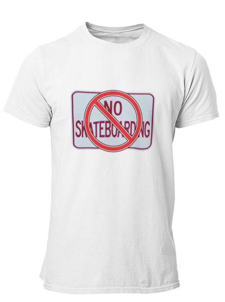 PepperSt Men's White T-Shirt - No Skateboarding