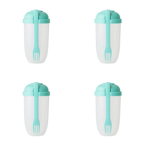 4 Pack Meal Prep Salad Cups with Fork &amp; Lid - 1000ml