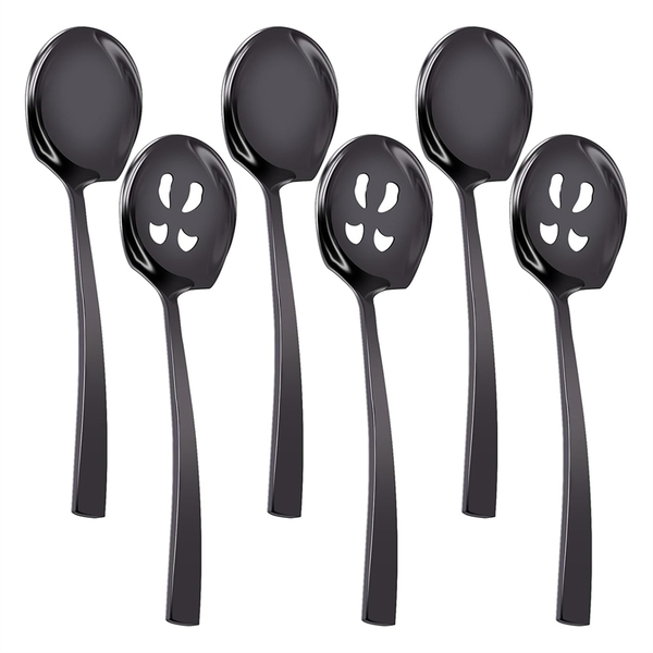 6pcs Serving Spoons and Slotted Spoons Set,9inch Stainless Steel Serving Ut