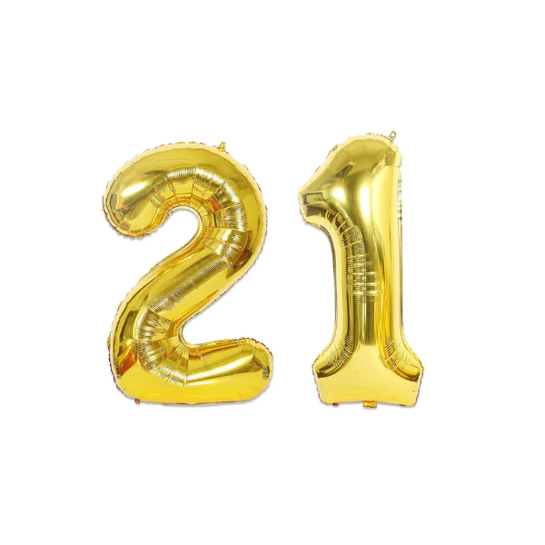 21st Birthday Celebration Gold Helium Balloons - 102cm
