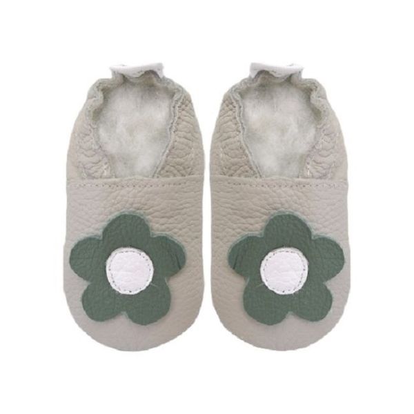 Pitta-Patta Soft Genuine Leather Baby Shoes - Daisy Sand and Sage