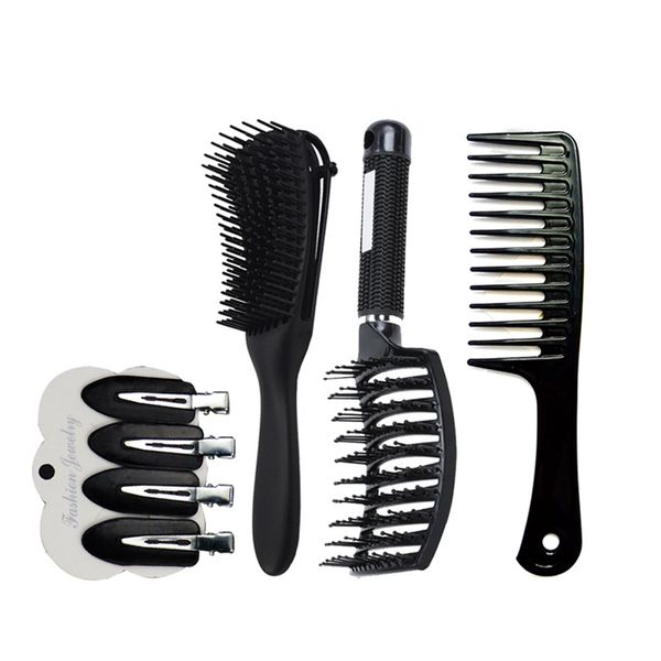 Women Hair Scalp Massage Comb Detangle Hairbrush Styling Tool Set - 7 Piece