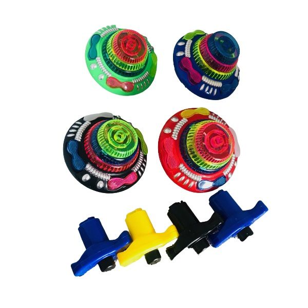 Spinning Top with Flashing LED Light &amp; Music - Set of 2 - Assorted Colours