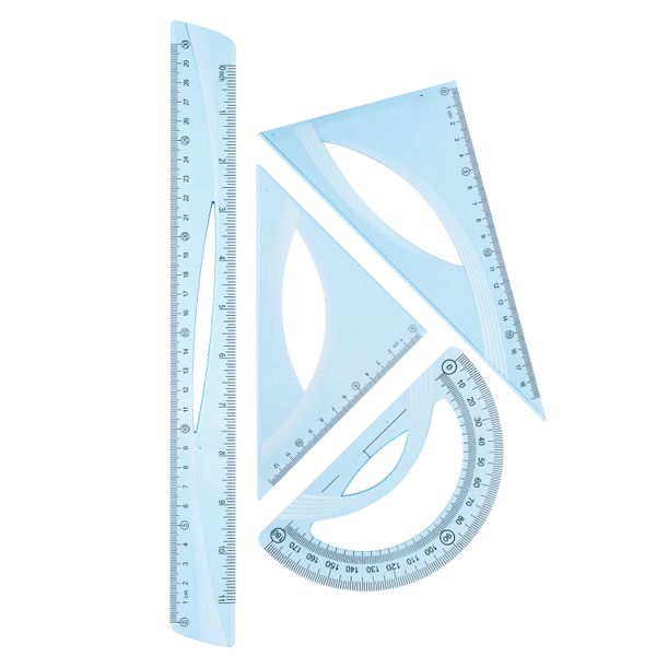4PCS Convenient Set of Drafting Rulers - Blue