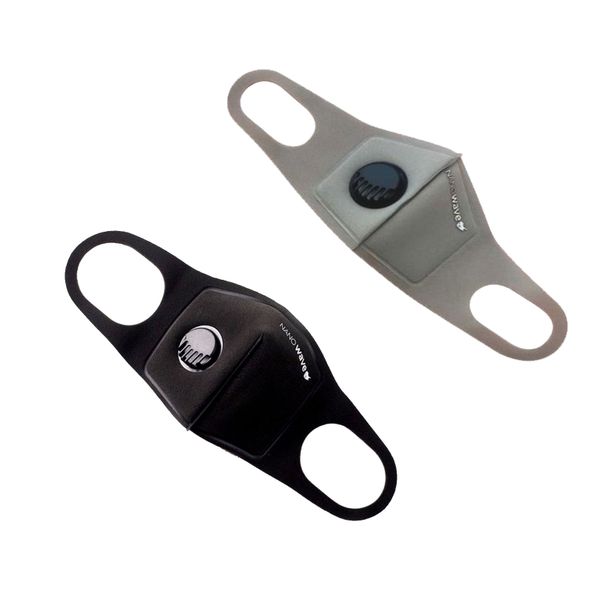 Nanowave Adult Reusable Protective Face Mask - Black &amp; Grey 2 Pack
