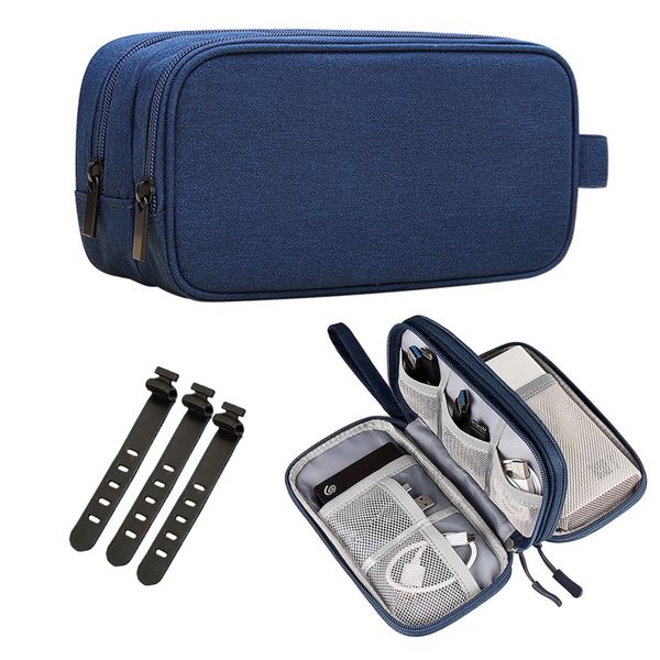 5 PCs Electronic Accessories Organizer Travel Zipper Bag Kit(2 Bag)