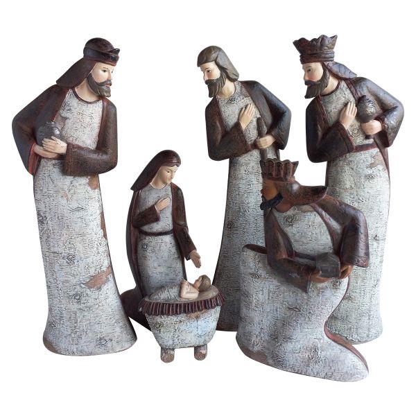 Christmas Nativity, Rusty &amp; Cream, Set Of 6