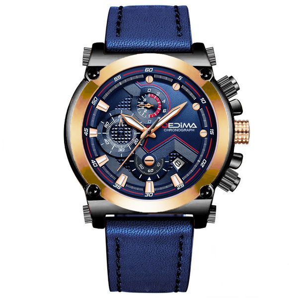 Three eye six needle multi-function waterproof sports watch genuine cowhide