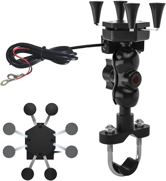 Motorcycle Phone Holder With USB Quick Charger X-Shaped Anti-Shake Mount F