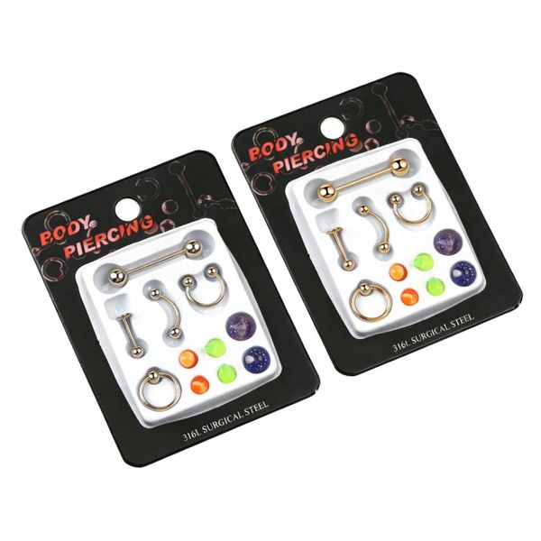 Stainless Steel Lip Ear Ring Stud Body Piercing Jewelry Set
