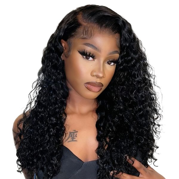 Black In Popular 18inch 13x4 Curl Ear to Ear Wig Curly Weave