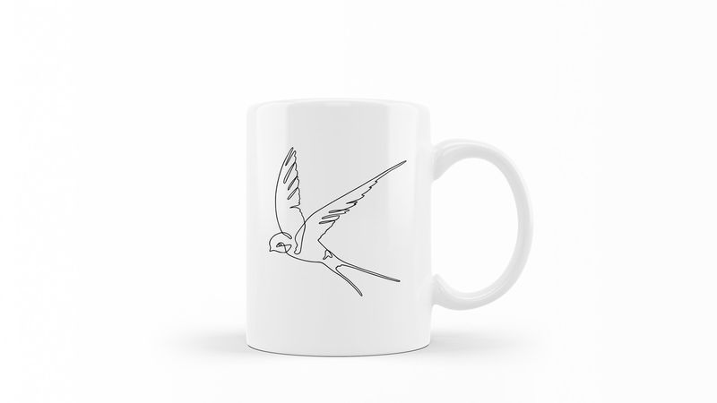 Designer Line Art Coffee Mug - Swallow