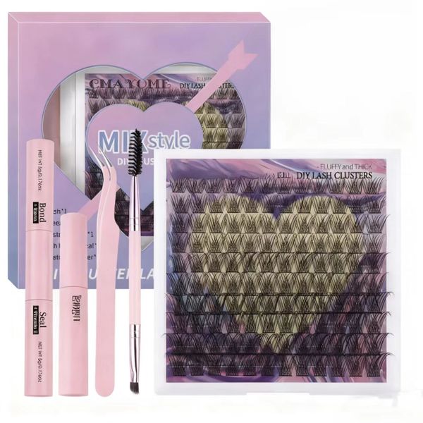 120 Pieces Thick Cluster Eyelash Extensions 10-18mm DIY False Eyelashes Set