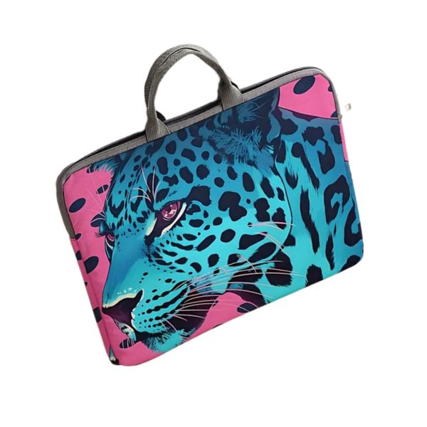 Blue Leopard Print Laptop Bag