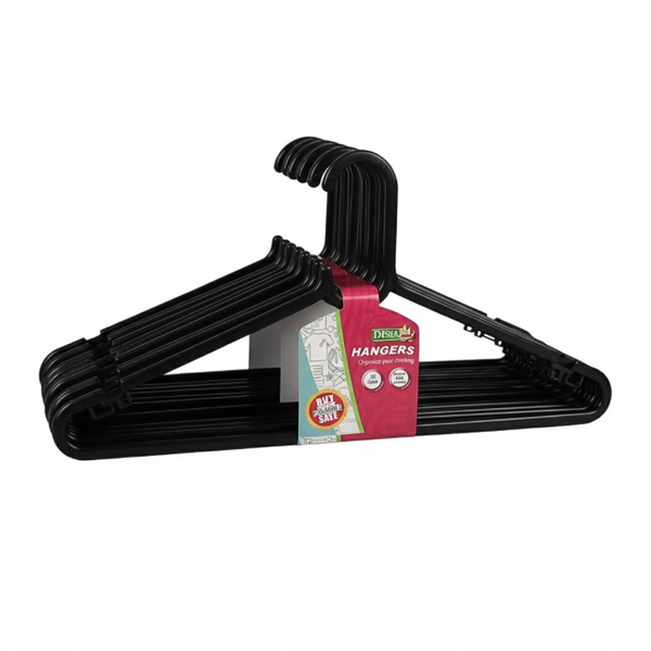 Black Plastic Hangers - Set of 20 Units