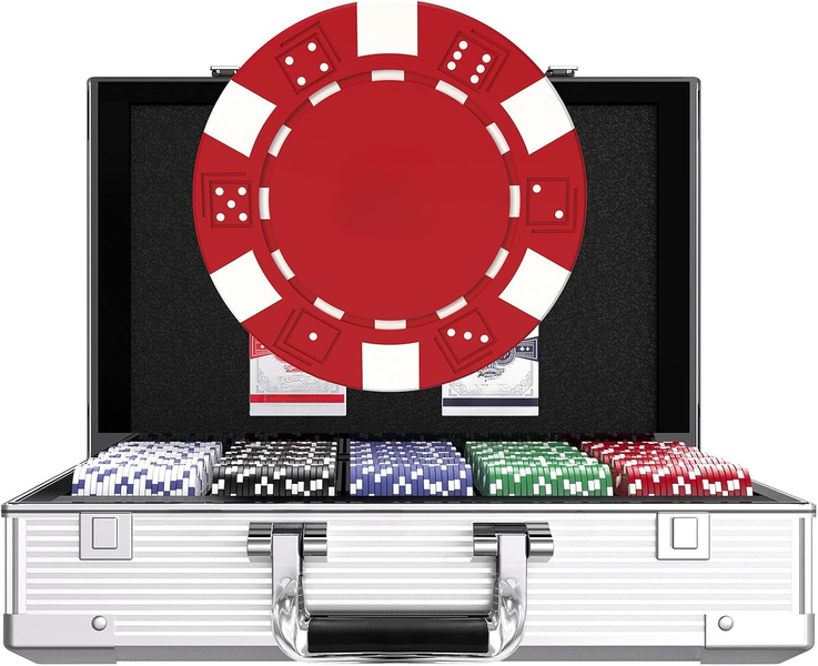 CellTime 1000 Piece Poker Set With Aluminium Case, 2 Deck Cards &amp; Button