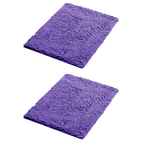 Ultra Absorbent Non-Slip Shaggy Bath Mat - 70 x 45cm - Violet - 2 Pack