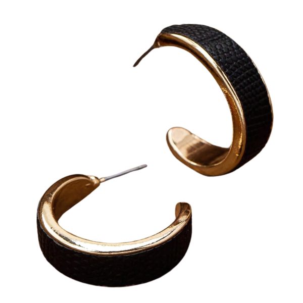 Po'di Grazia -Minimalist Leopard &amp; Cow Print Faux Leather Hoop Earrings, Gift Set