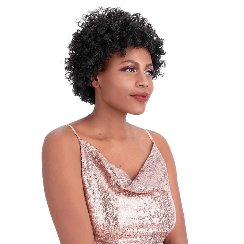 Joedir Machine Made Short Curly Brazilian Human Hair Wig for Women