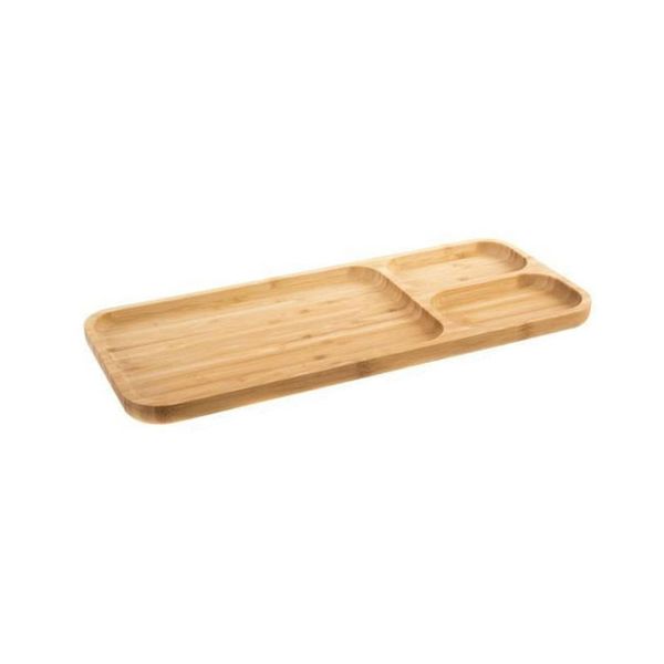 1 Large Compartment And 2 Side Compartments Bamboo Appetizer Platter JC-118