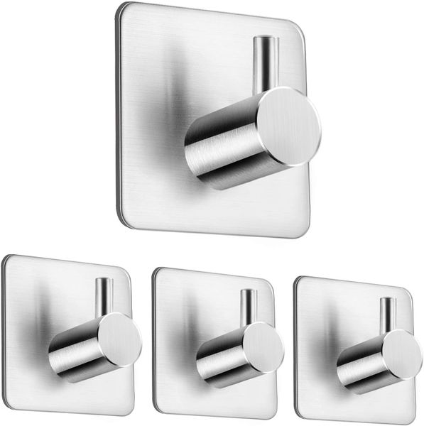 4 Pieces of Towel Hooks, Self-Adhesive Hooks