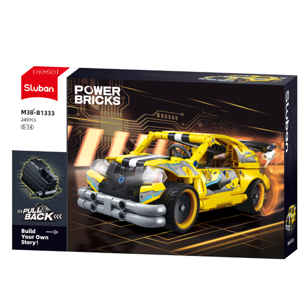 Sluban Building Set: Power Bricks - Pullback Sports Car - 249 Pieces