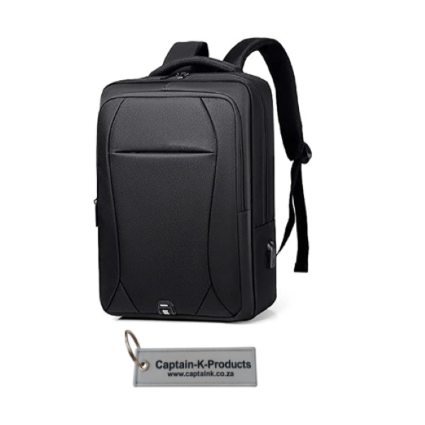 Captain - K - Waterproof Laptop Backpack with USB Charging Port &amp; Keyring