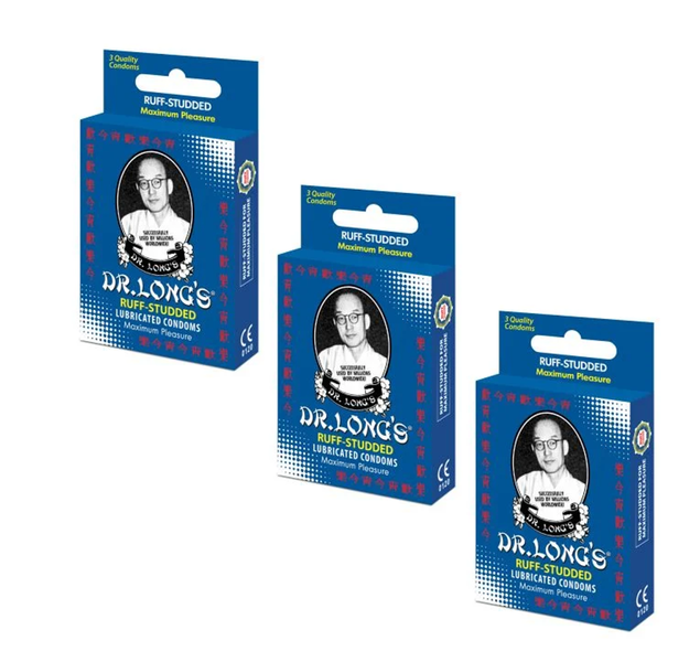 Dr. Long's Condoms Ruff-Studded - Combo Pack - 3 x 3 Packs (9)