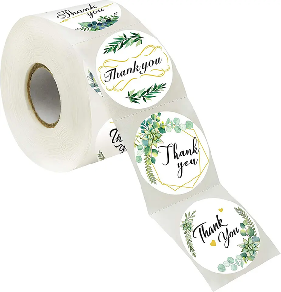 Small Business Packaging Thank You Gift Stickers Green 500 sticker per roll