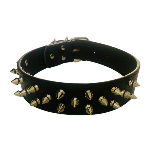 Silver Studded Dog Collar- Medium Black
