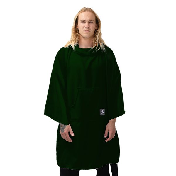 Bottle Green Surf Swim Changing Poncho with sleeves - Adult