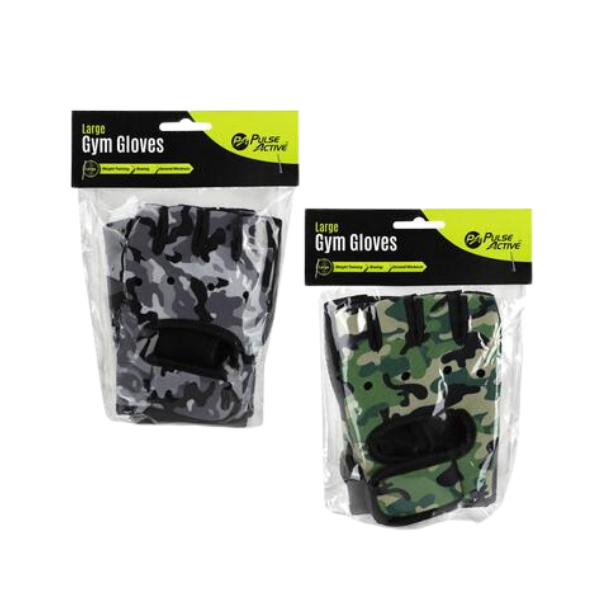 2x Pulse Active Fitness Gym Gloves Men Large Camo