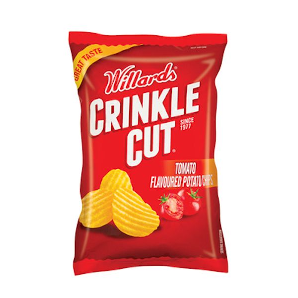 Willards Tomato Crinkle Cut Chips 18x125g Bulk Pack