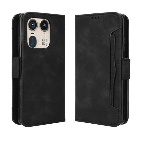 Multi Card Groove Leather Cover Compatible With Motorola Edge 50 Fusion