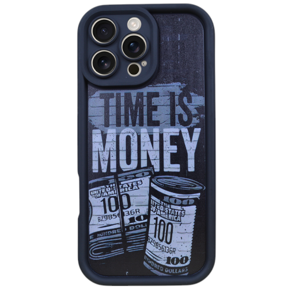 Time is Money Design Phone Case Compatible With iPhone 16 Pro Max - Black