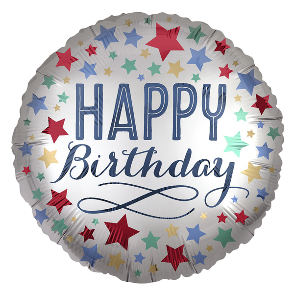 Foil Balloon Happy Birthday Stars 18 inch