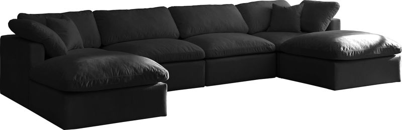 Justin U-Shape Linen 4-Seater Sofa Couch with Sleeper Section &amp; Ottoman