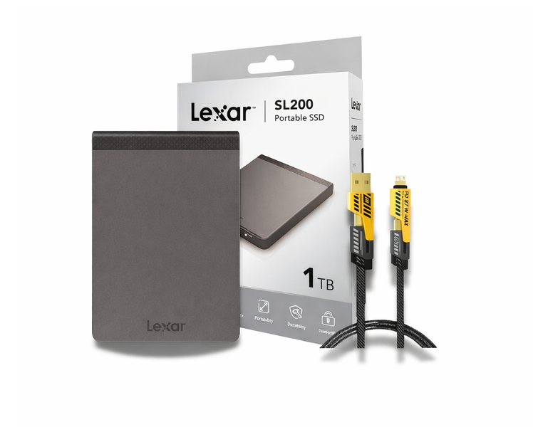 Lexar 1TB External Solid State Drive-SSD Slim Drive + MR A TECH 3in1 Cable