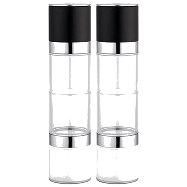 2 Pack -2-in-1 Dual Grinder for Salt &amp; Pepper - Transparent And Black