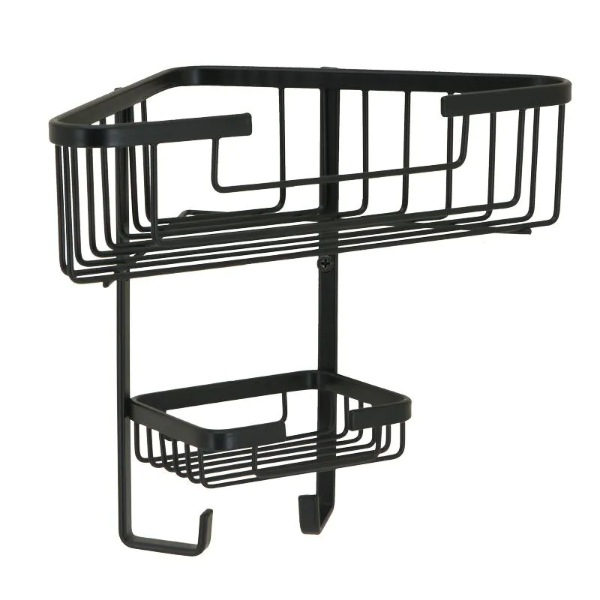 Corner Shelf, Stainless Steel, Matt Black, 2 Tier
