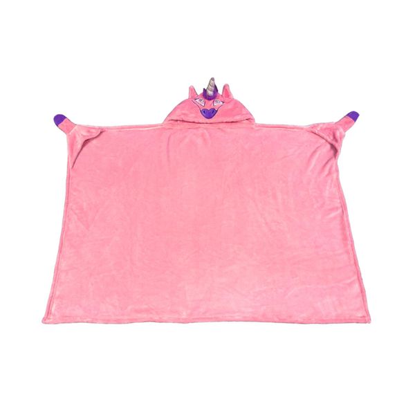 Children Warm And Fluffy Unicorn Design Light Up Eyes Blanket - Pink