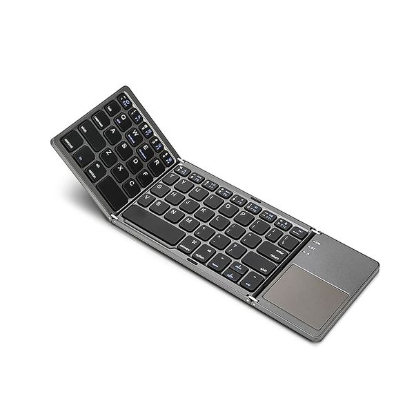 Foldable Bluetooth Keyboard With Touchpad Mouse-Rechargeable &amp; Metal Body