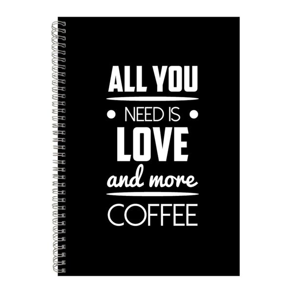 Coffee A4 Notebook Spiral Lined Motivational Saying Graphic Notepad Gift204
