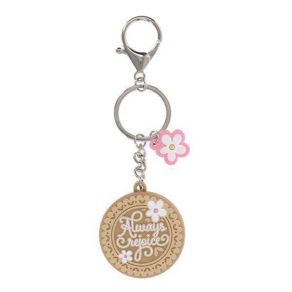 Key Ring with Flower Charm - Always Rejoice