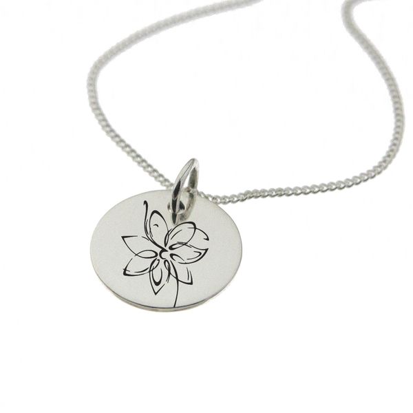 Flower Necklace with 'small steps every day' Engraved on the Back